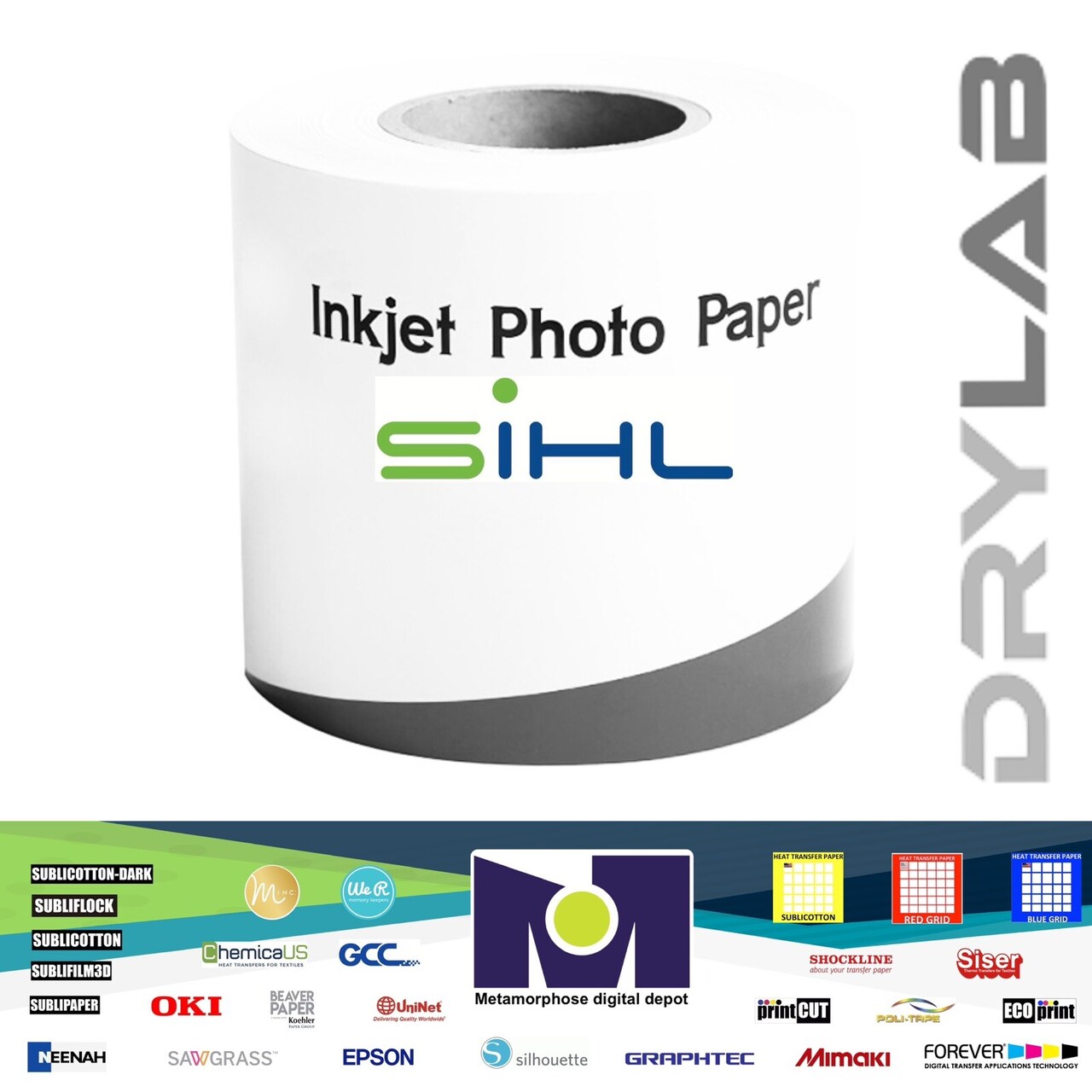 Sihl 4812 DRY LAB Photopaper GLOSSY 250 gsm Roll of 4in x 213ft Multi compatible